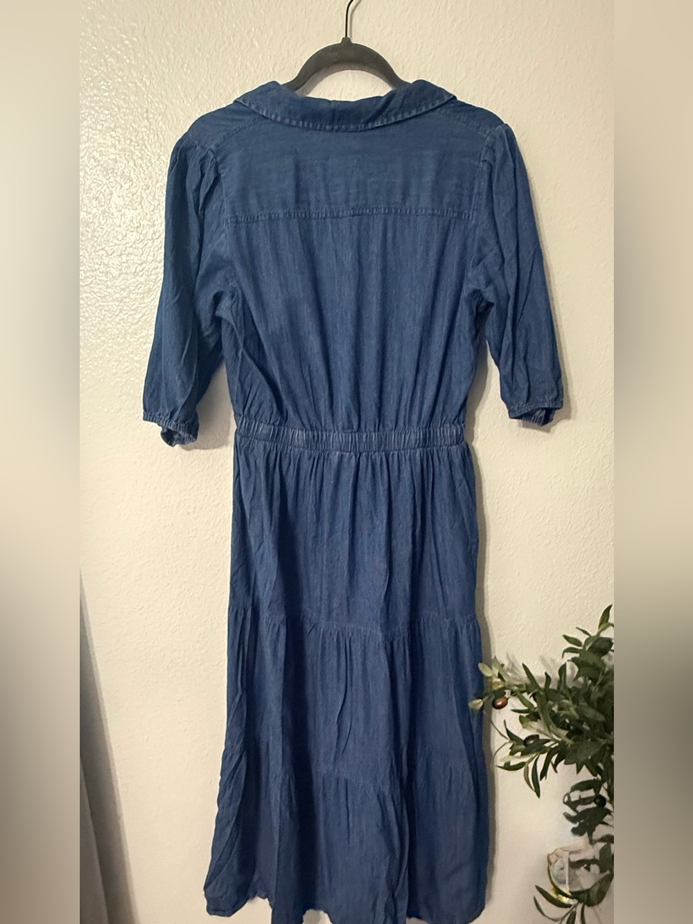 Tommy Hilfiger Chambray Tiered Midi Shirt Dress Size 8 - Picture 2 of 4